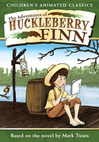 An image of Huck Finn. Sitting while reading.